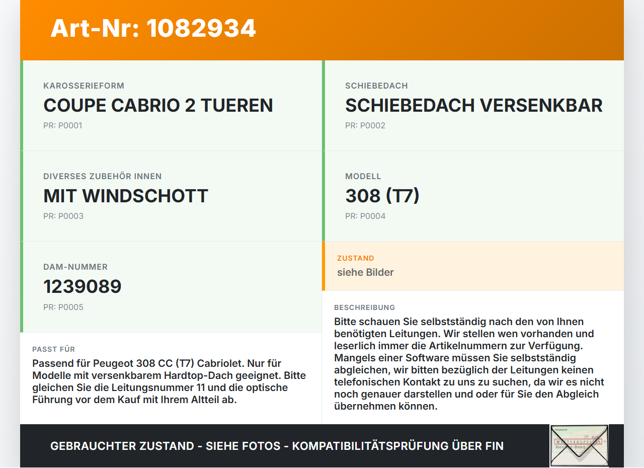 Peugeot 308 CC 07-11 Cabrio Hydraulik Schlauch Leitung 11 für Verdeck Peugeot 308 CC 07-11 26.01.2011 gebraucht Vorschau 3