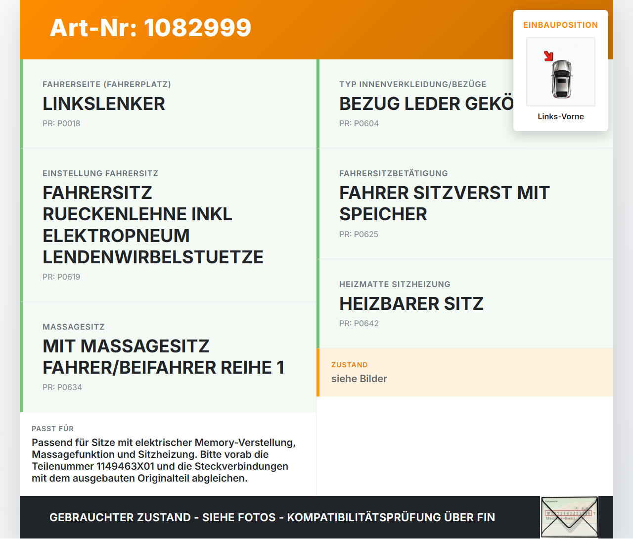 Citroen C4 Picasso II 13-16 Stellmotor Antrieb für Sitz Verstellung Sitzverstellung Motor Links Vorne Citroen C4... Vorschau 3