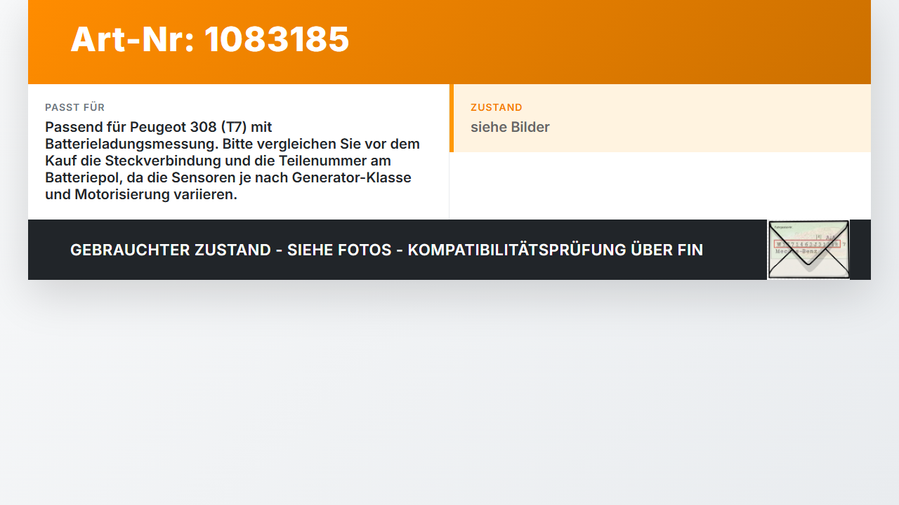 Peugeot 308 CC 07-11 Sensor Klemme für Batterieüberwachung Peugeot 308 CC 07-11 26.01.2011 gebraucht Vorschau 3
