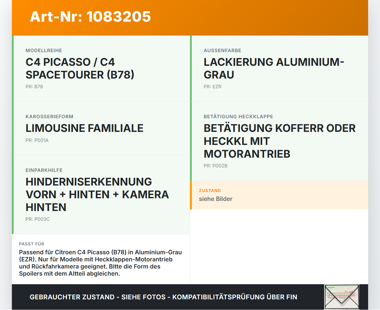 Citroen C4 Picasso II 13-16 Spoiler für Heckklappe Heckspoiler Dachspoiler Abrisskante Citroen C4 Picasso II 13-16... Vorschau 3
