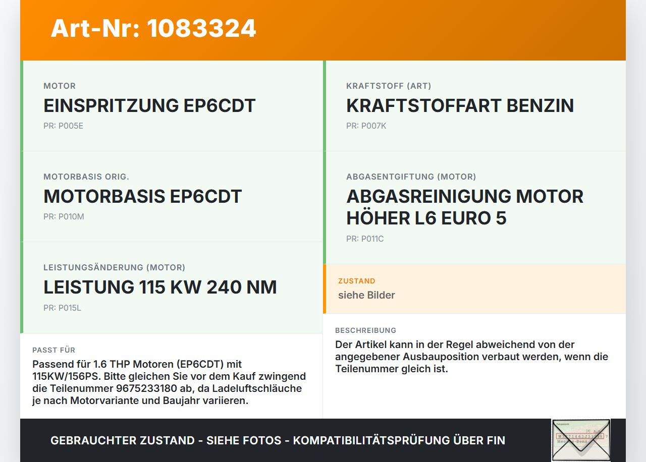 Citroen C4 Picasso II 13-16 THP 1,6 115KW Ansaugrohr Ladeluftschlauch Luftschlauch Pos.1 Citroen C4 Picasso II... Vorschau 3