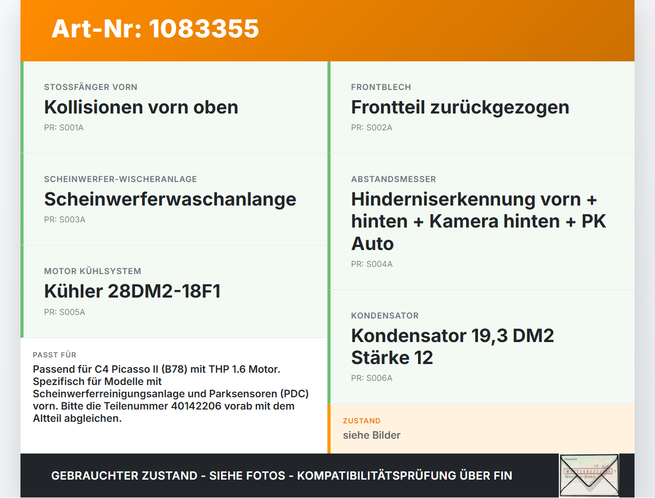 Citroen C4 Picasso II 13-16 THP 1,6 115KW Schlossträger Frontmaske Träger Citroen C4 Picasso II 13-16 24.09.2013... Vorschau 3