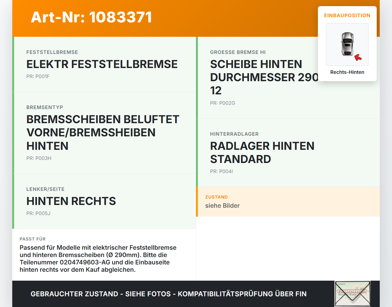 Citroen C4 Picasso II 13-16 THP 1,6 115KW Stellmotor Parkbremse für Bremssattel Hinten Rechts Citroen C4 Picasso II... Vorschau 3