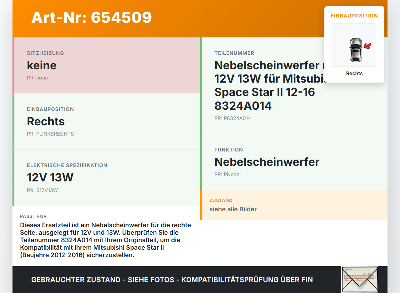 Mitsubishi Space Star II 12-16 Nebelscheinwerfer Rechts orig Mitsubishi Space Star II 12-16 13.01.2015 8324A014... Vorschau 3
