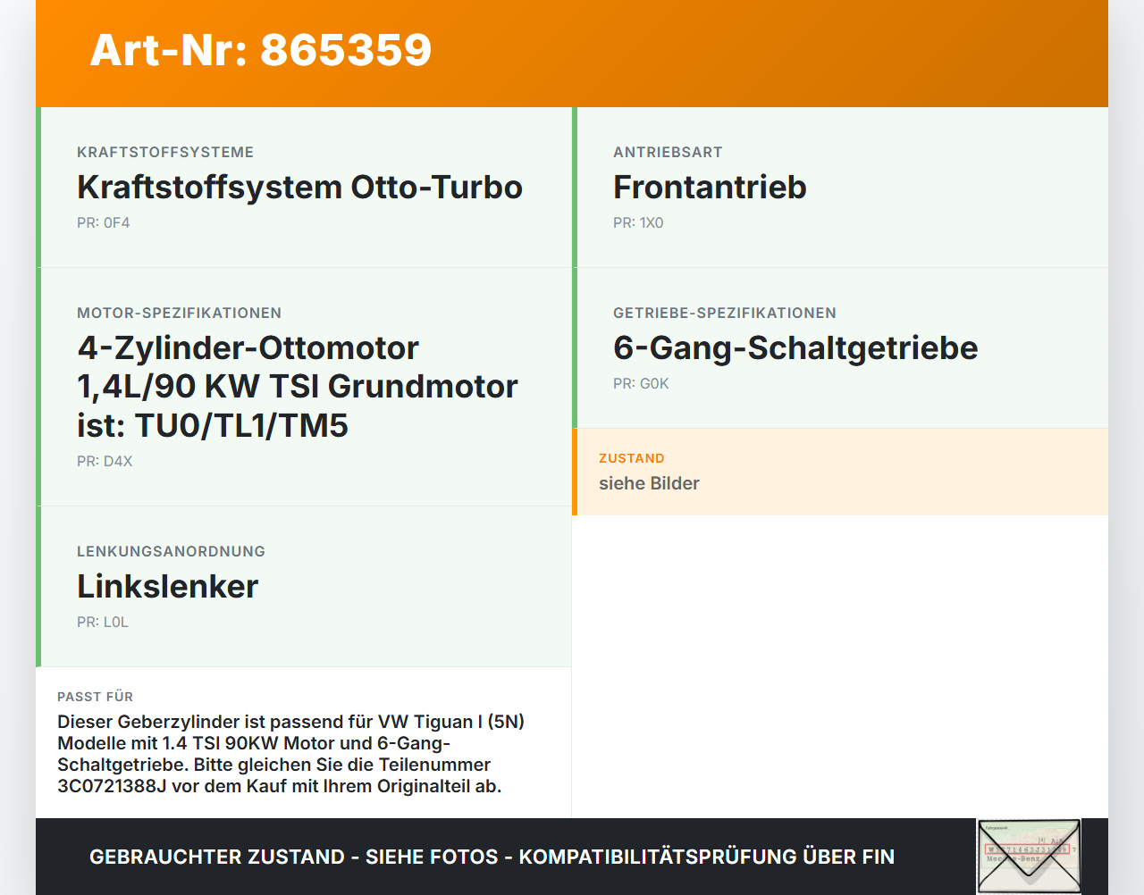 VW Tiguan I 5N 11-16 TSI 1,4 90KW Kupplungszylinder Geber Geberzylinder VW Tiguan I 5N 11-16 18.12.2014 3C0721388J... Vorschau 3
