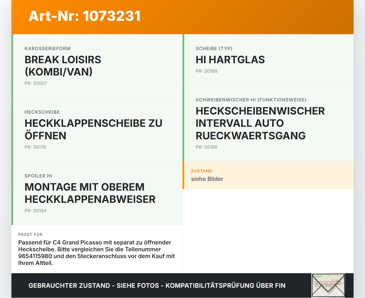 Citroen C4 Grand Picasso 06-10 Van Wischermotor Heckwischermotor Scheibenwischermotor Heck Citroen C4 Grand Picasso... Vorschau 3