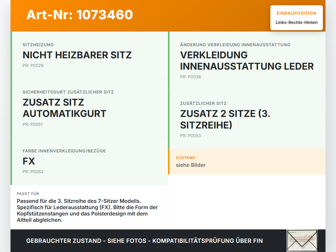 Citroen C4 Grand Picasso 06-10 Kopfstütze Rechts oder Links Hinten 3te Reihe Citroen C4 Grand Picasso 06-10... Vorschau 3