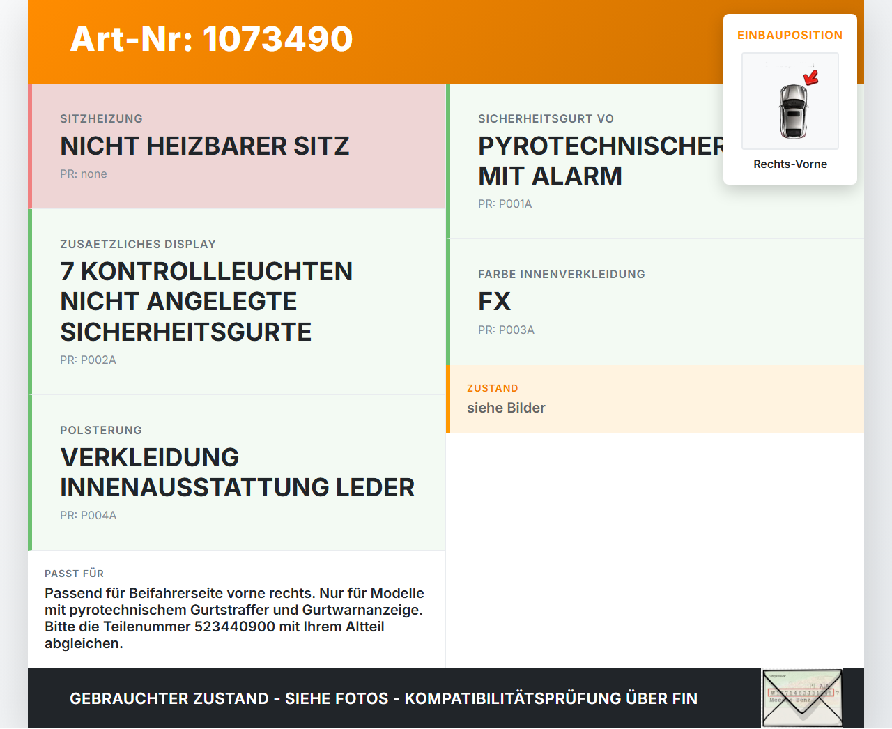 Citroen C4 Grand Picasso 06-10 Van Gurtstraffer Gurtschloss Beifahrer Rechts Vorne Aussen Citroen C4 Grand Picasso... Vorschau 3