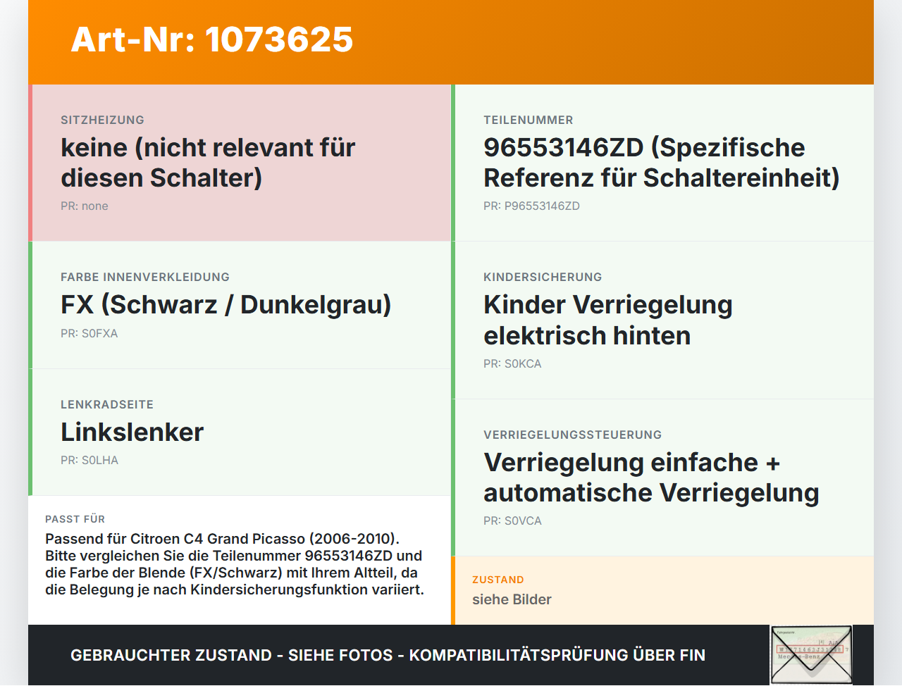 Citroen C4 Grand Picasso 06-10 Schalter Zentralverriegelung Verriegelung Citroen C4 Grand Picasso 06-10 12.11.2008... Vorschau 3