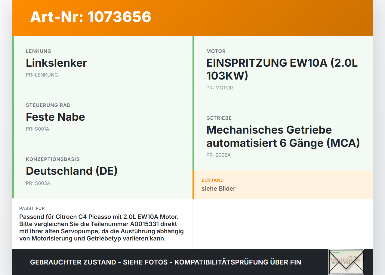 Citroen C4 Grand Picasso 06-10 1997 103KW Servopumpe Hydraulikpumpe für Lenkung Citroen C4 Grand Picasso 06-10... Vorschau 3