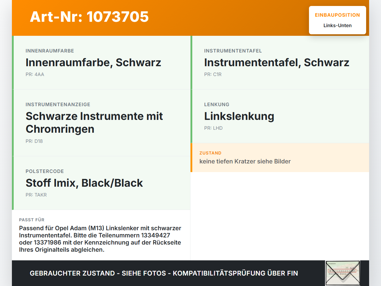 Opel Adam M13 13-19 Blende für Armaturenbrett Abdeckung Unten Links Opel Adam M13 13-19 01.01.2015 13371986... Vorschau 3