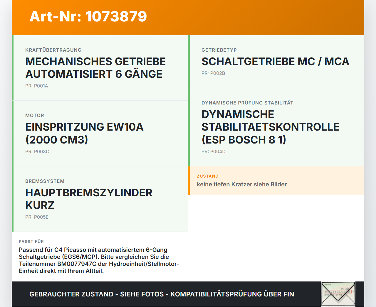 Citroen C4 Grand Picasso 06-10 1997 103KW Stellmotor Hydroeinheit automatisiertes Schaltgetriebe Citroen C4 Grand... Vorschau 3