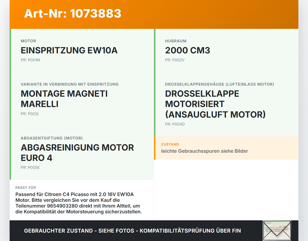 Citroen C4 Grand Picasso 06-10 1997 103KW EW10A Nockenwellenverstellung Verstellung für Nockenwelle Einlass Citroen... Vorschau 3