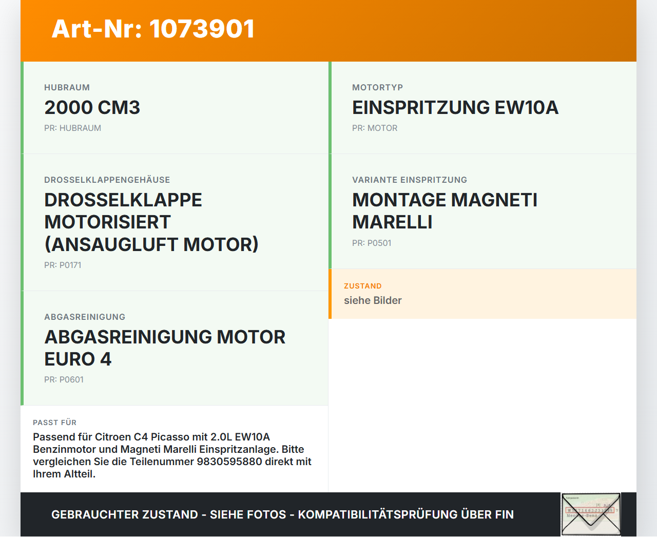 Citroen C4 Grand Picasso 06-10 1997 103KW EW10A Nockenwellensensor Impulsgeber Sensor Citroen C4 Grand Picasso... Vorschau 3