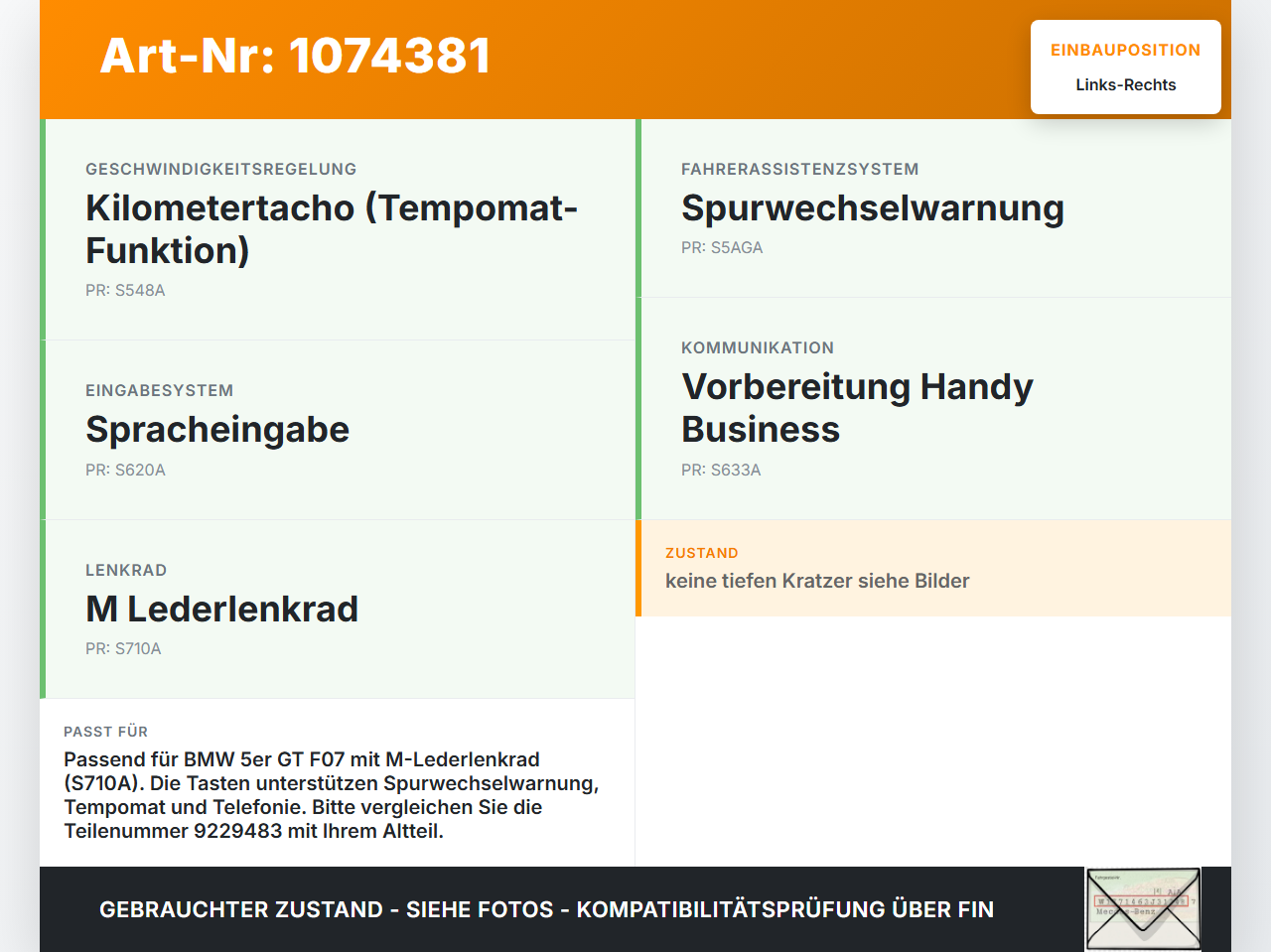 BMW 5er GT F07 09-13 Lenkradschalter Multifunktionstasten Schalter für Lenkrad Links und Rechts BMW 5er GT F07... Vorschau 3