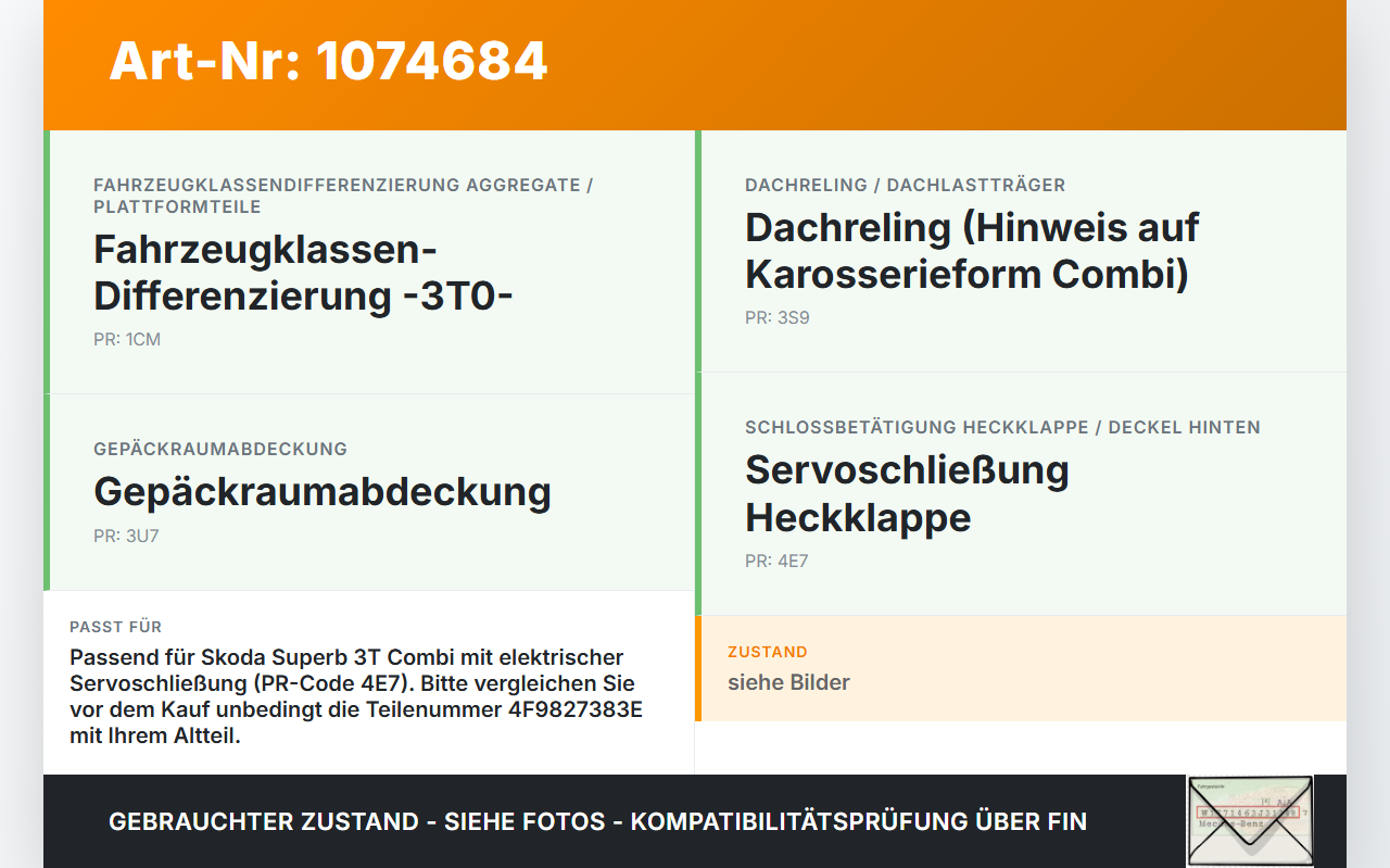 Skoda Superb 3T 08-13 Stellmotor Zuziehhilfe für Heckklappe Skoda Superb 3T 08-13 21.01.2011 4F9827383E 0073594... Vorschau 3