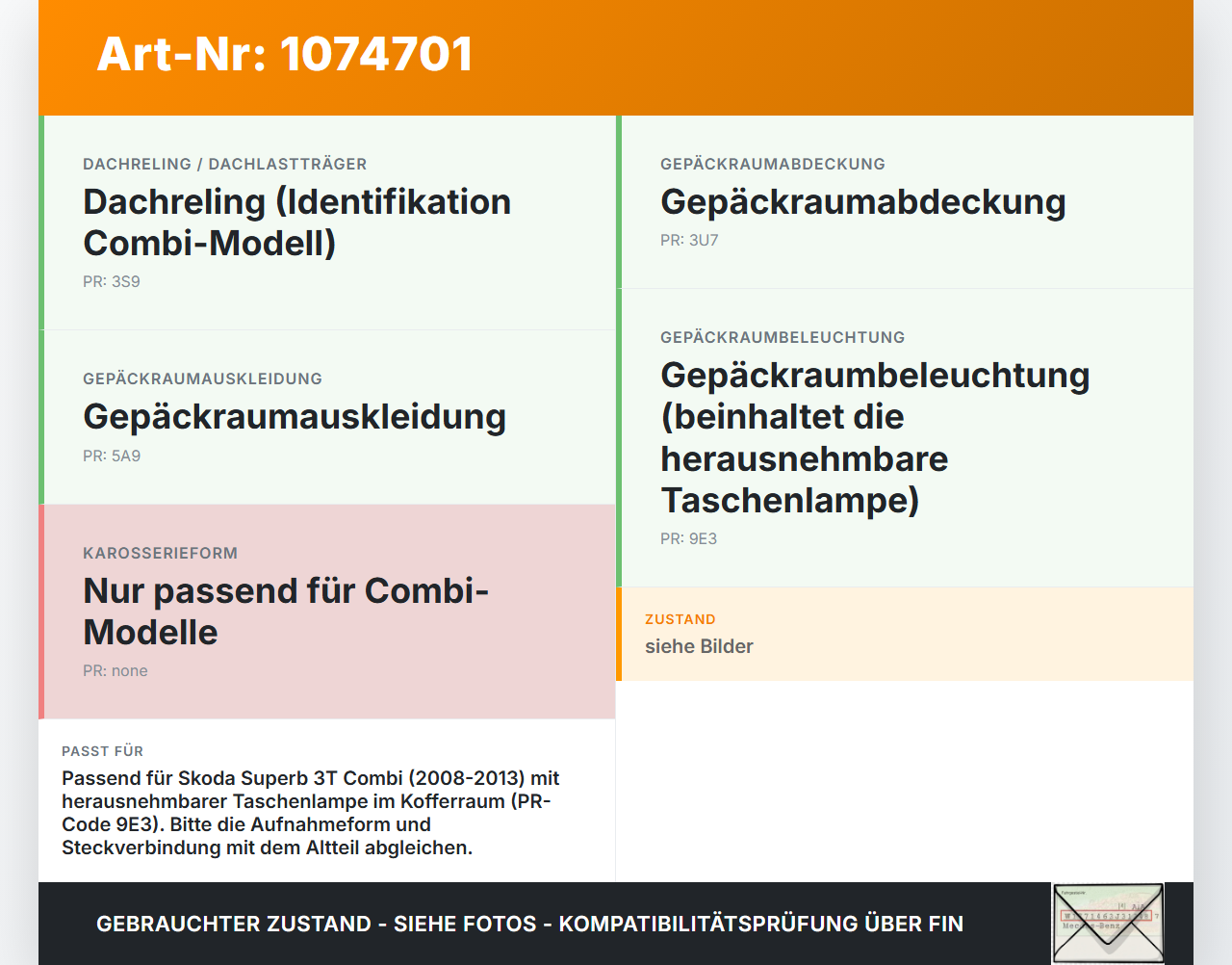Skoda Superb 3T 08-13 3,6 191KW Aufnahme Ladestation für Taschenlampe Skoda Superb 3T 08-13 21.01.2011 3T0947509... Vorschau 3