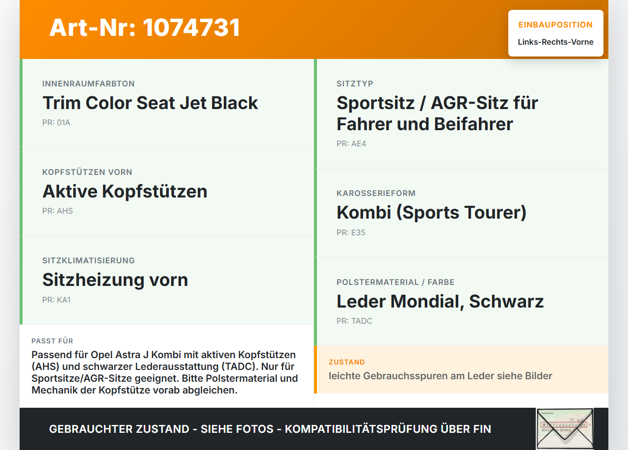 Opel Astra J 12-18 Kombi Kopfstütze für Beifahrer Sitz Rechts oder Links Vorne Opel Astra J 12-18 01.01.2013 gebraucht Vorschau 3