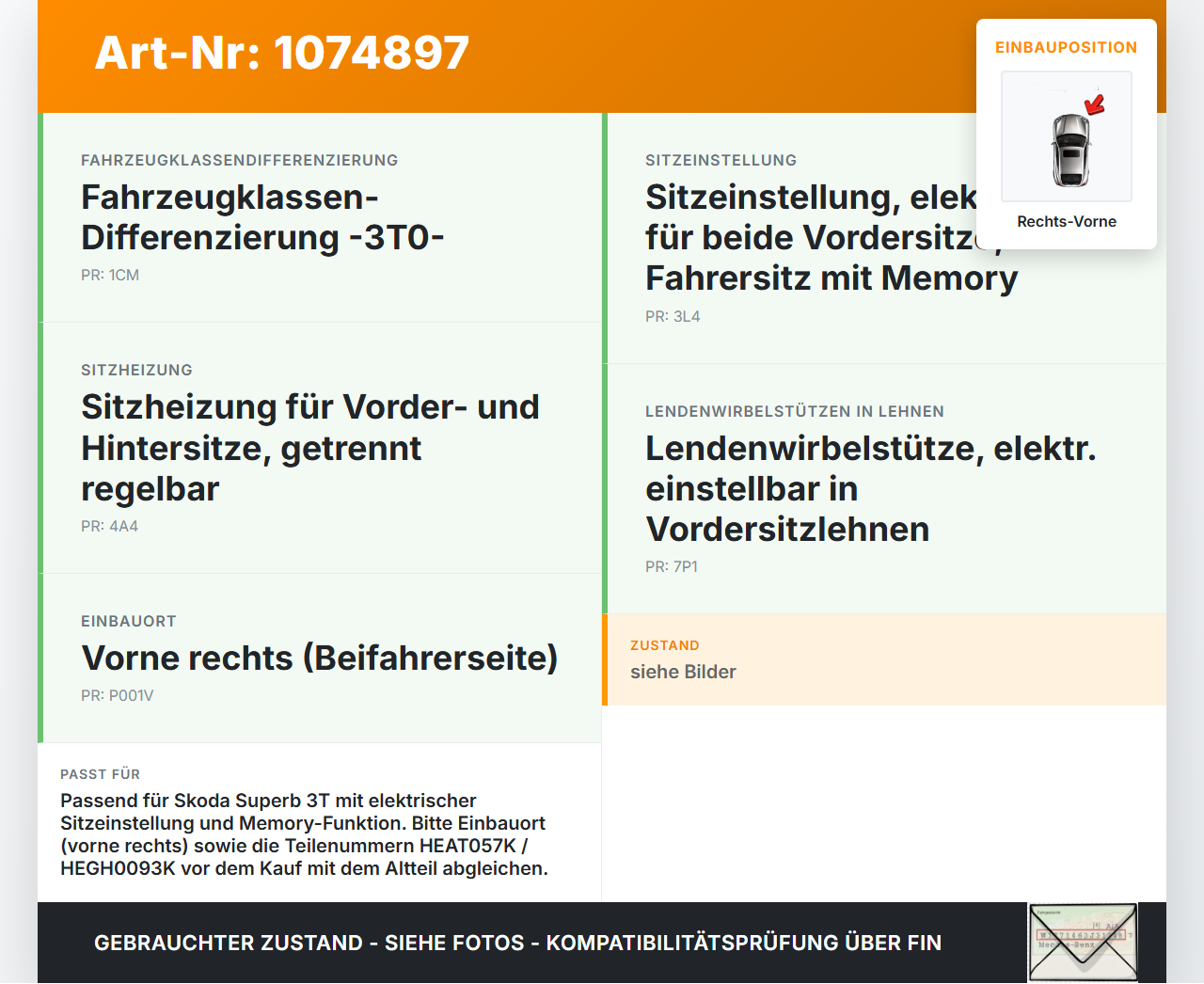 Skoda Superb 3T 08-13 Stellmotor für Elektrische Spiegelglasverstellung Rechts Vorne Skoda Superb 3T 08-13... Vorschau 3