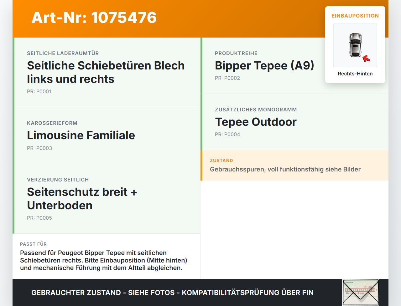 Peugeot Bipper 08-17 Mehrzweckfahrzeug Führungsrolle für Schiebetür Rechts Mitte Hinten Peugeot Bipper 08-17... Vorschau 3