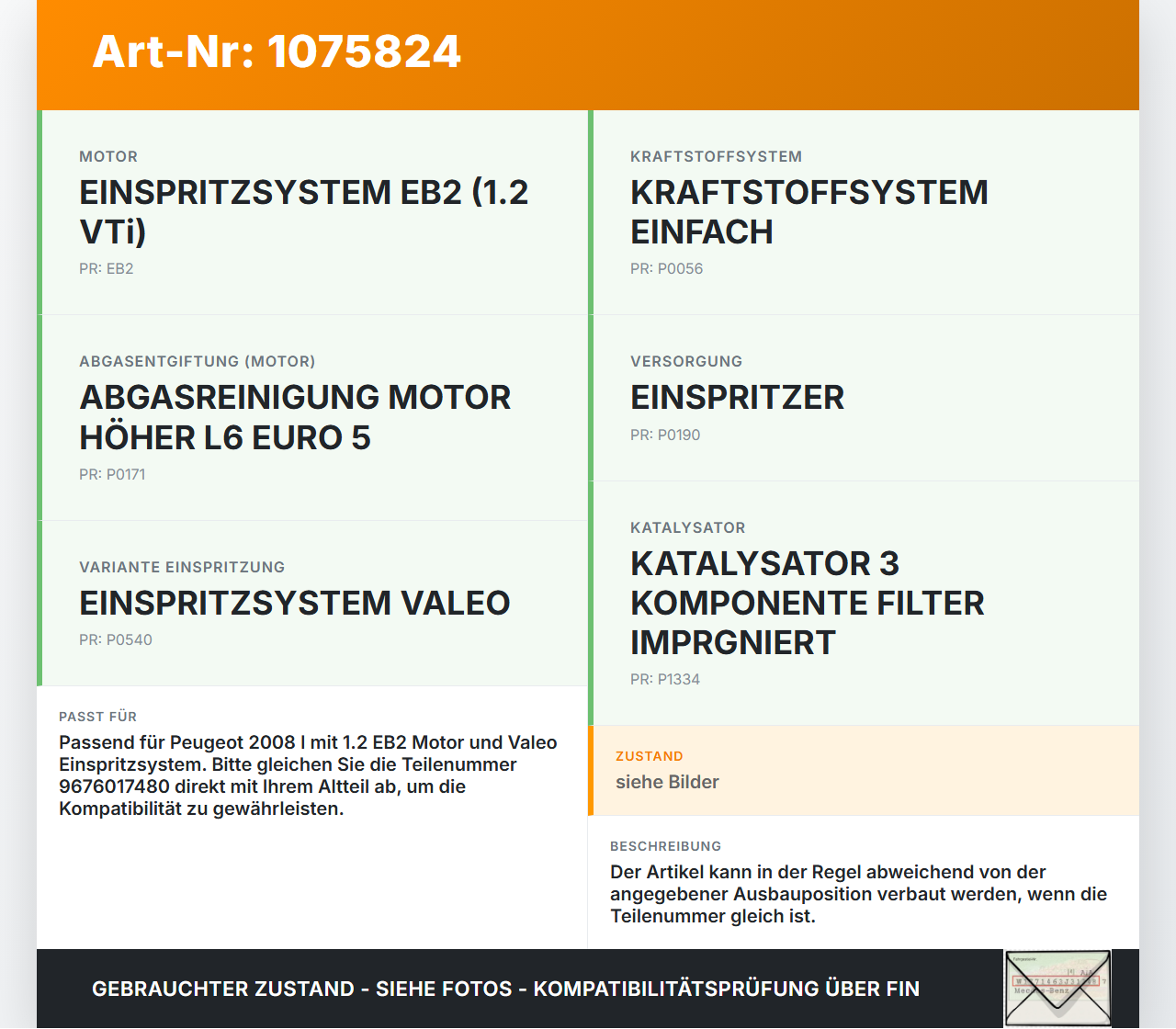 Peugeot 2008 I CU 13-16 1,2 60KW Injektor Einspritzdüse Zyl.3 Peugeot 2008 I CU 13-16 30.09.2013 9676017480... Vorschau 3