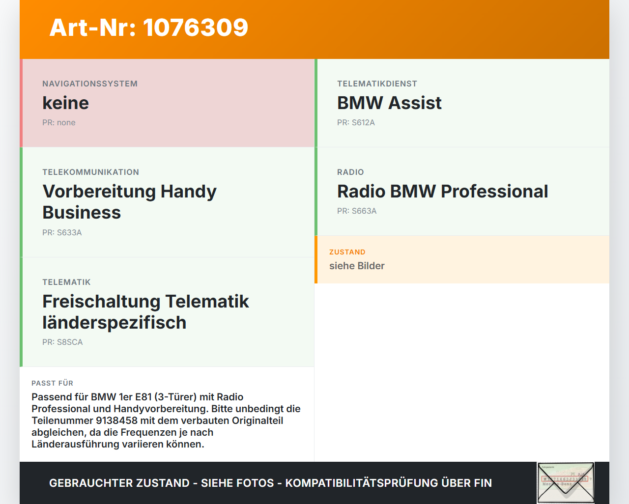 BMW E81 1er 116i LCI 07-13 Antennenverstärker Weiche Antenne BMW E81 1er 116i LCI 07-13 28.05.2008 9138458... Vorschau 3