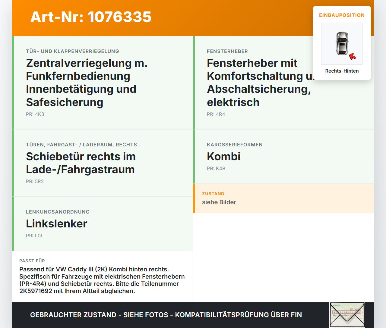 VW Caddy III 2K 10-15 Kombi Kabelbaum Leitungssatz für Tür und Fensterheber Hinten Rechts VW Caddy III 2K 10-15... Vorschau 3