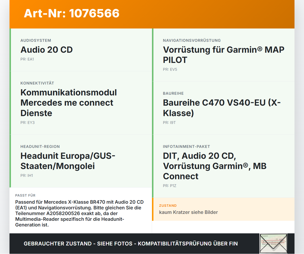 Mercedes X-Kl 470 X220d 17-20 USB Card Multimedia Anschluss Reader Mercedes X-Kl 470 X220d 17-20 27.10.2017... Vorschau 3