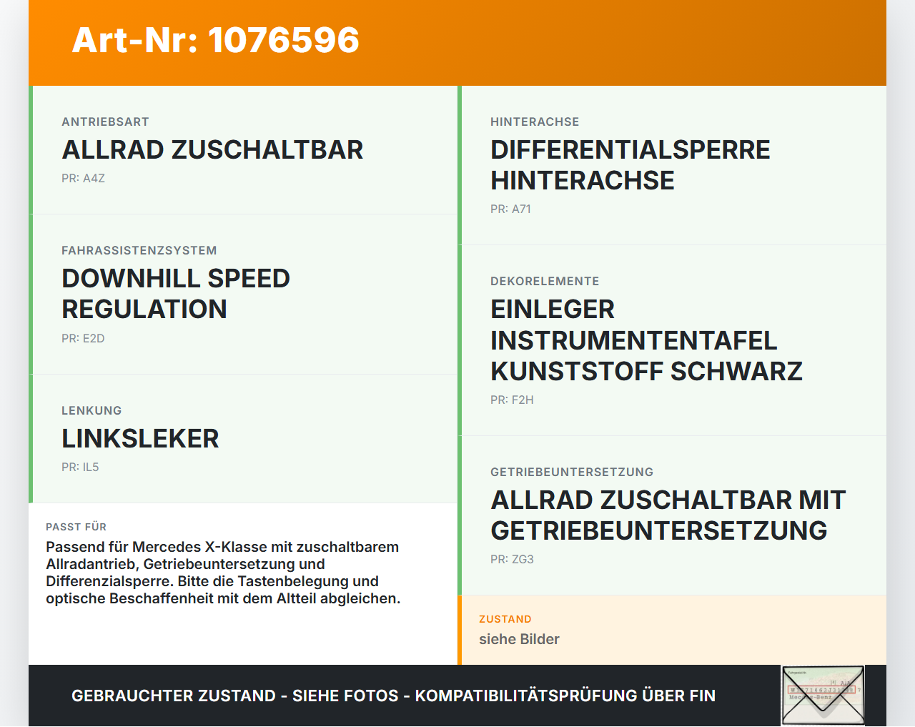 Mercedes X-Kl 470 X220d 17-20 Bedienteil Bedienelement Achszuschaltung Fahrmodi Mercedes X-Kl 470 X220d 17-20... Vorschau 3