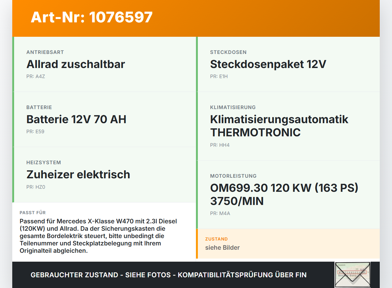 Mercedes X-Kl 470 X220d 17-20 CDI 2,3 120KW Sicherungskasten Zentralelektrik Mercedes X-Kl 470 X220d 17-20... Vorschau 3