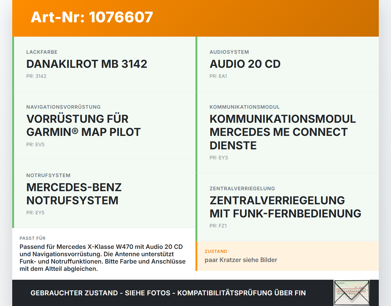 Mercedes X-Kl 470 X220d 17-20 Antenne Dachantenne Mercedes X-Kl 470 X220d 17-20 27.10.2017 gebraucht Vorschau 3
