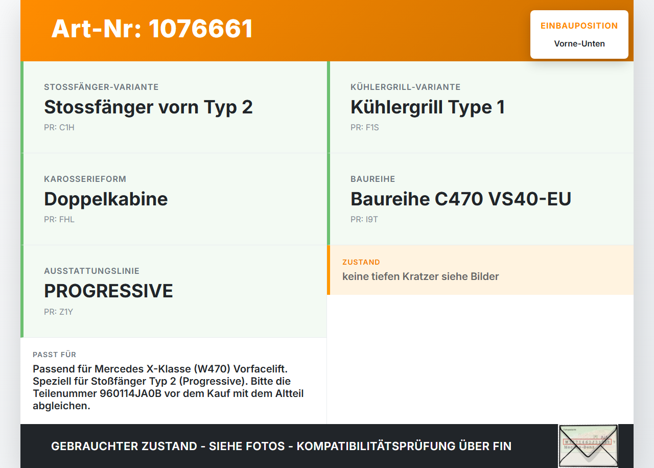 Mercedes X-Kl 470 X220d 17-20 Träger Pralldämpfer für Stoßstange Vorne Unten Mercedes X-Kl 470 X220d 17-20... Vorschau 3