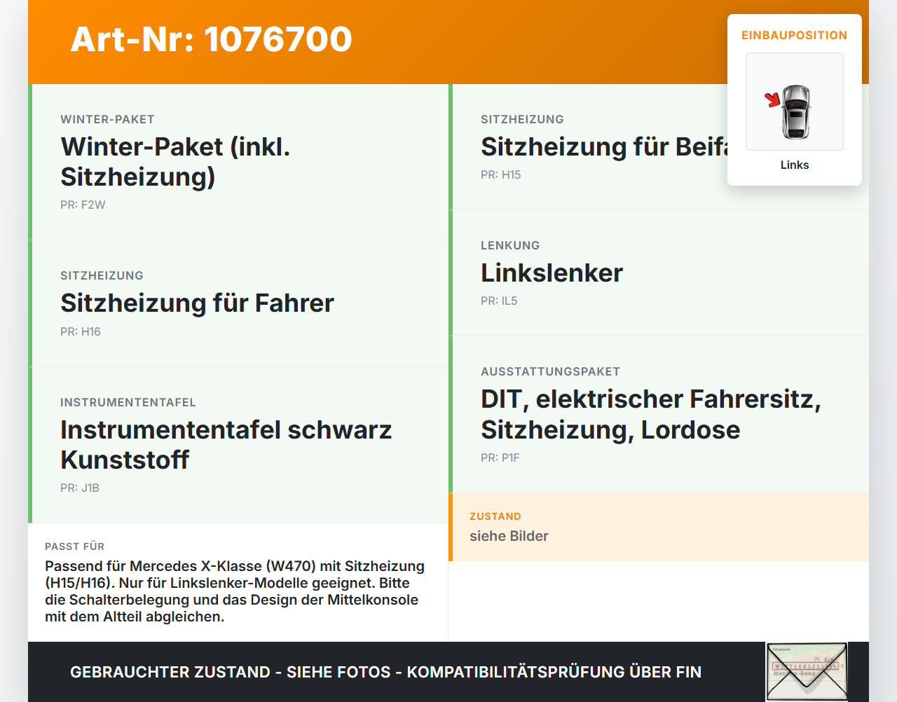 Mercedes X-Kl 470 X220d 17-20 Schalter Regler für Sitzheizung Links Mercedes X-Kl 470 X220d 17-20 27.10.2017 gebraucht Vorschau 3
