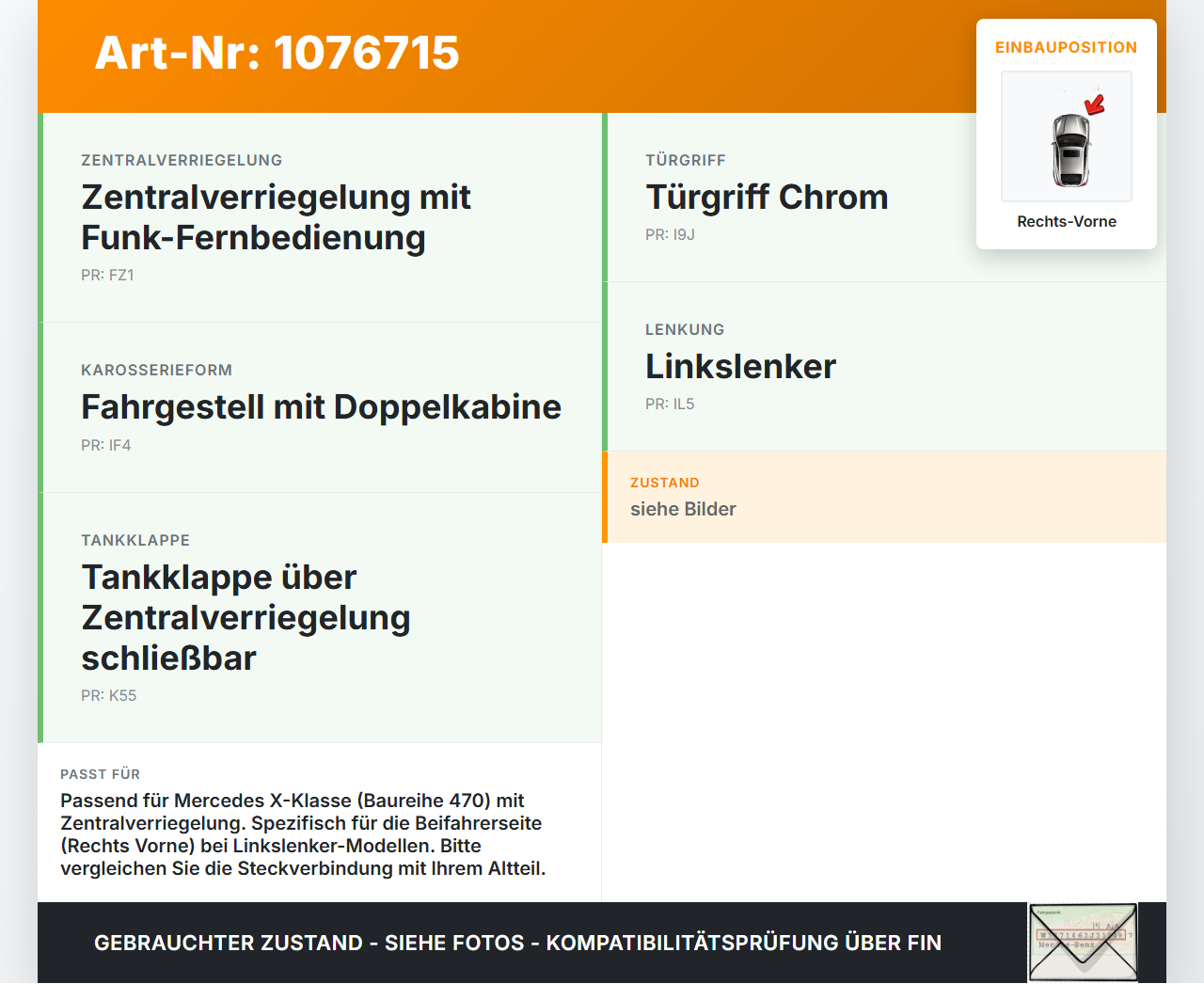 Mercedes X-Kl 470 X220d 17-20 Schalter Zentralverriegelung Verriegelung Rechts Vorne Mercedes X-Kl 470 X220d 17-20... Vorschau 3