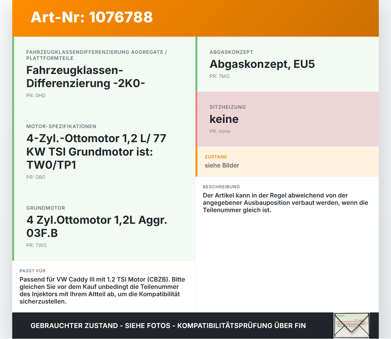 VW Caddy III 2K 10-15 1,2 63KW Injektor Einspritzdüse Zyl.1 VW Caddy III 2K 10-15 22.12.2011 IHP3082 03F906036B... Vorschau 3
