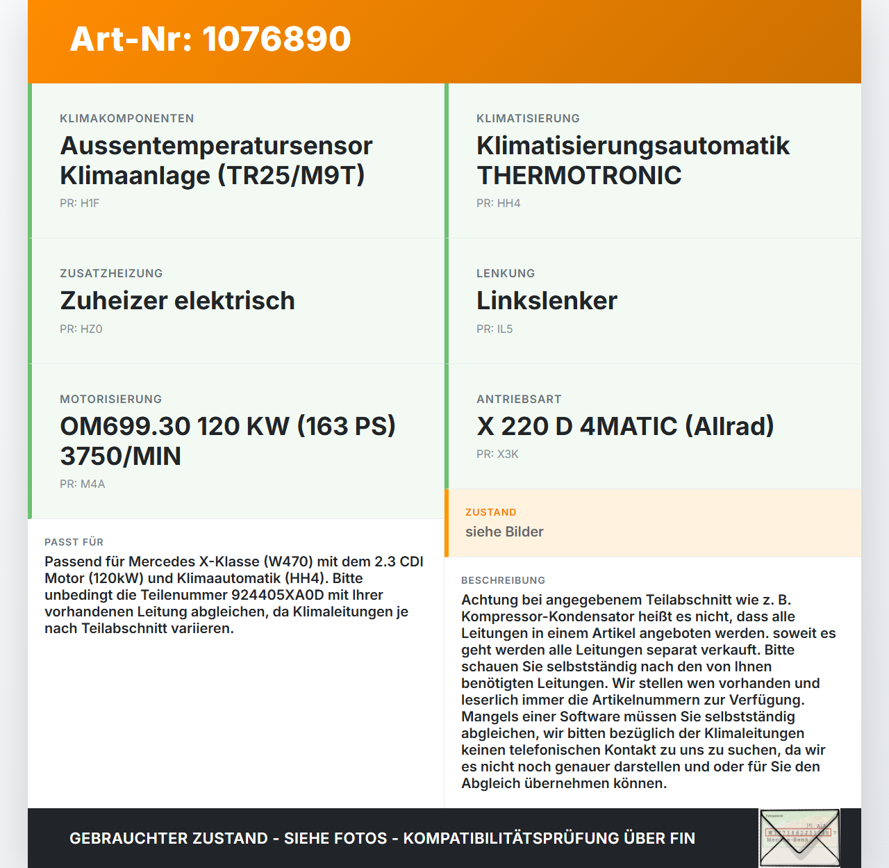Mercedes X-Kl 470 X220d 17-20 CDI 2,3 120KW Klimaschlauch Klimaleitung Mercedes X-Kl 470 X220d 17-20 27.10.2017... Vorschau 3