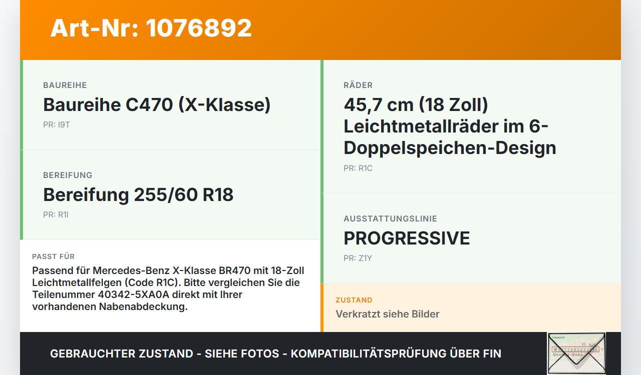 Mercedes X-Kl 470 X220d 17-20 Radnabenabdeckung Rad Nabenabdeckung Nabenblende Mercedes X-Kl 470 X220d 17-20... Vorschau 3
