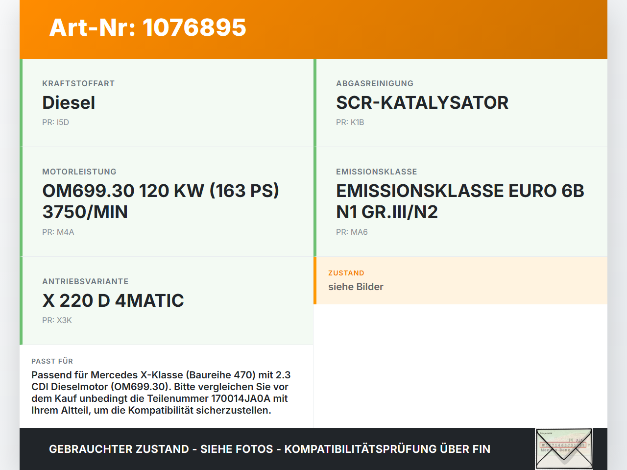 Mercedes X-Kl 470 X220d 17-20 CDI 2,3 120KW Kraftstoffpumpe Kraftstoff Förderpumpe Tankgeber Mercedes X-Kl 470... Vorschau 3