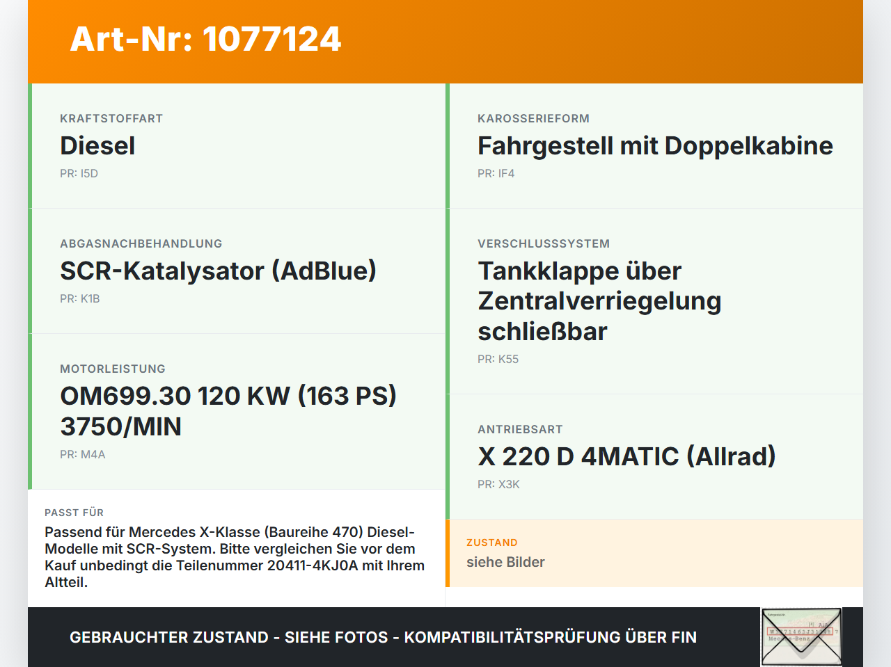 Mercedes X-Kl 470 X220d 17-20 CDI 2,3 120KW Tank Kraftstoffbehälter Kraftstofftank Mercedes X-Kl 470 X220d 17-20... Vorschau 3