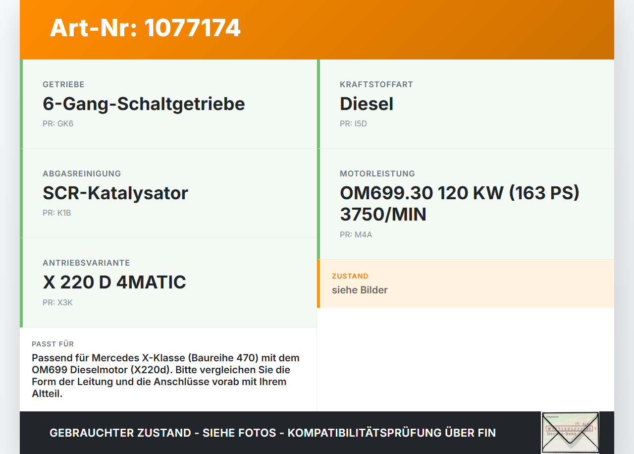 Mercedes X-Kl 470 X220d 17-20 CDI 2,3 120KW Rücklauf Leitung Kraftstoffleitung Rücklaufleitung Mercedes X-Kl 470... Vorschau 3