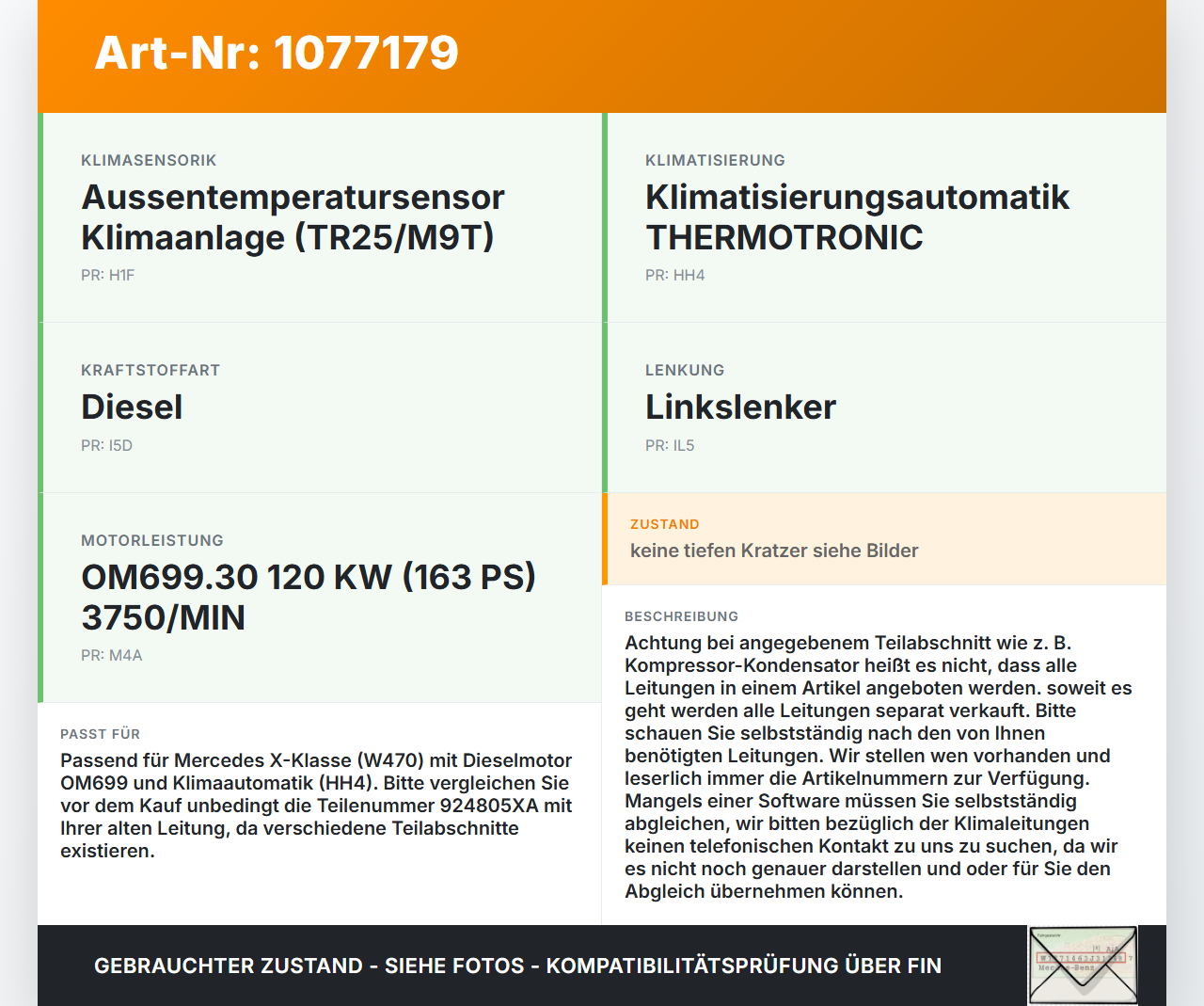 Mercedes X-Kl 470 X220d 17-20 CDI 2,3 120KW Klimaschlauch Klimaleitung Mercedes X-Kl 470 X220d 17-20 27.10.2017... Vorschau 3