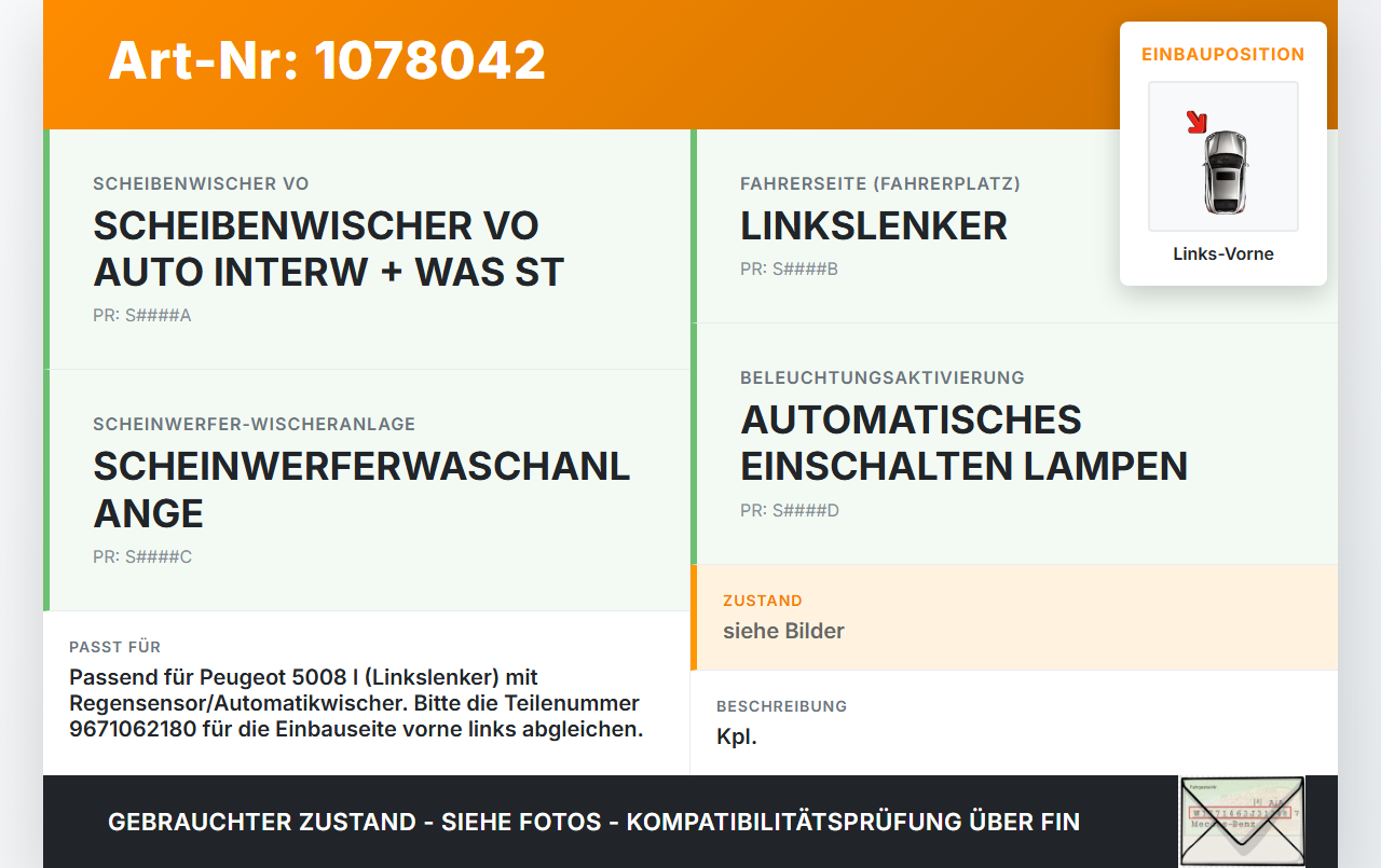 Peugeot 5008 I T87 09-13 Wischermotor m. Wischergestänge Vorne Links Peugeot 5008 I T87 09-13 01.01.2009 9671062180... Vorschau 3