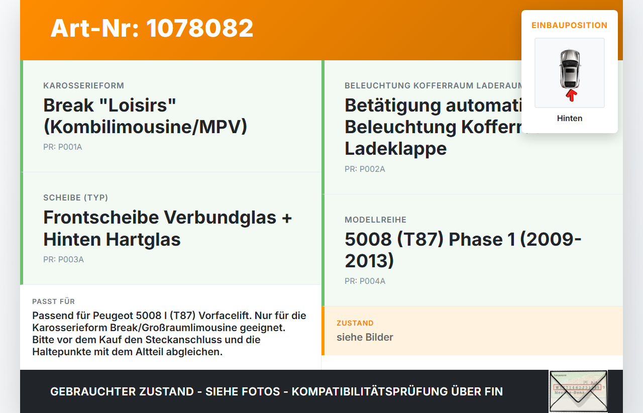 Peugeot 5008 I T87 09-13 Wischermotor Hinten Heckwischermotor Peugeot 5008 I T87 09-13 01.01.2009 gebraucht Vorschau 3