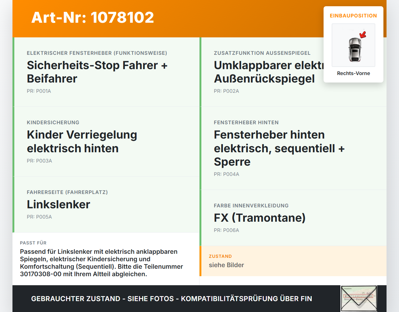 Peugeot 5008 I T87 09-13 Fensterheberschalter Schalter Rechts Vorne Peugeot 5008 I T87 09-13 01.01.2009 30170308-00... Vorschau 3