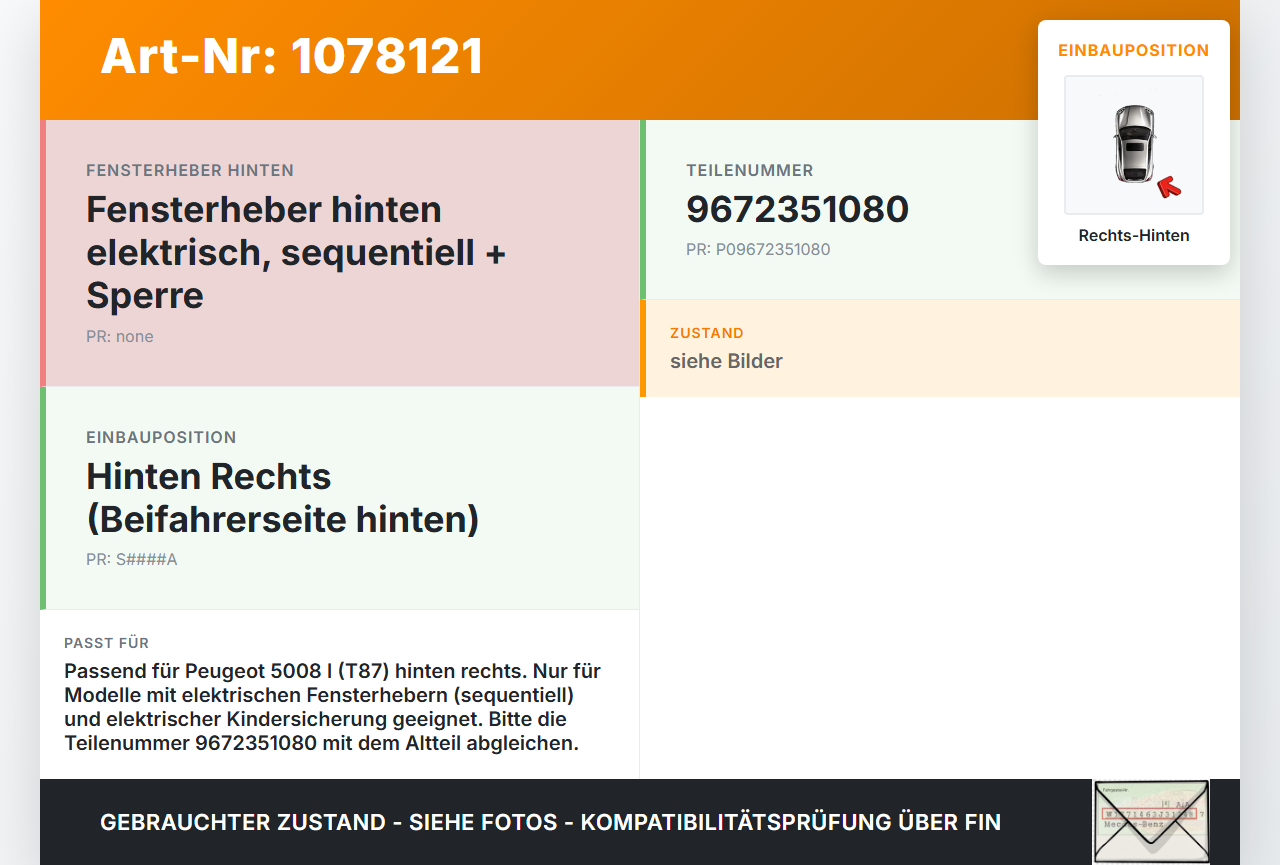 Peugeot 5008 I T87 09-13 Kabelbaum für Tür und Fensterheber Rechts Hinten Peugeot 5008 I T87 09-13 01.01.2009... Vorschau 3