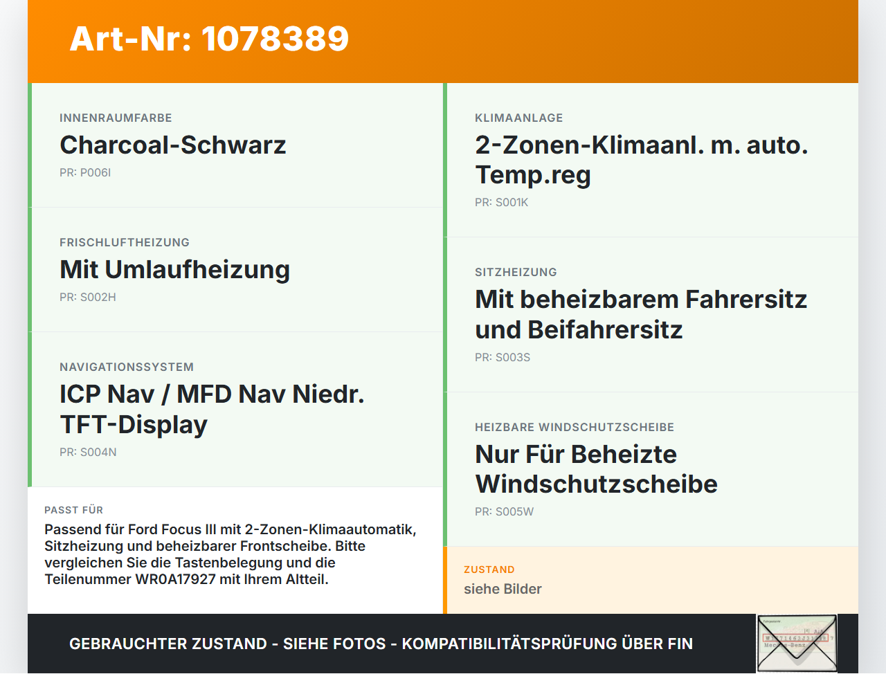 Ford Focus III 11-15 Bedienteil Bedienelement Heizung Klimabedienteil Ford Focus III 11-15 01.10.2014... Vorschau 3