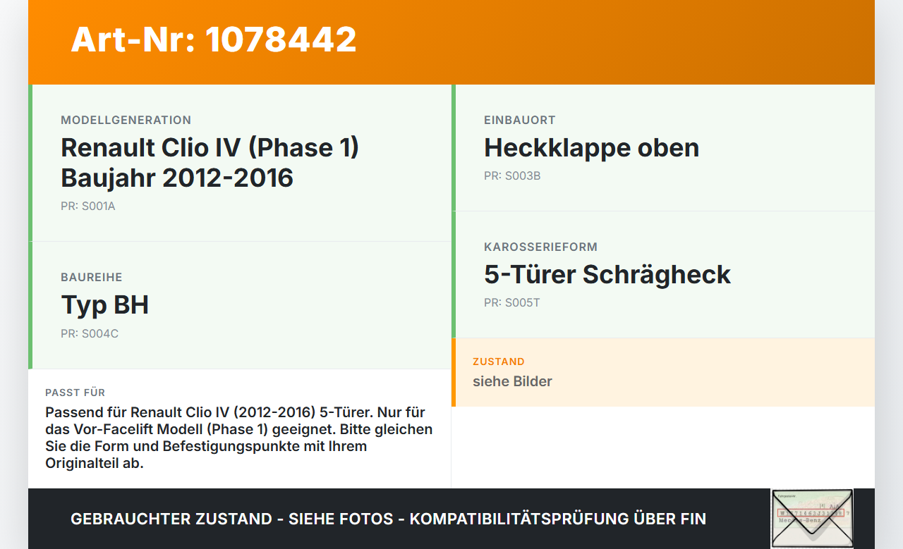 Renault Clio IV BH 12-16 5T Spoiler für Heckklappe Renault Clio IV BH 12-16 23.12.2013 gebraucht Vorschau 3