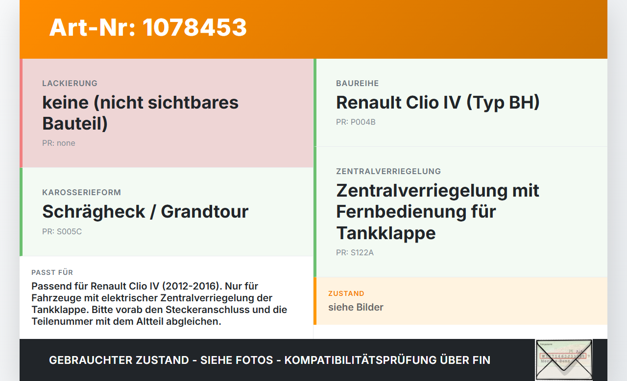 Renault Clio IV BH 12-16 Tankdeckel Stellmotor Tankklappenmotor Renault Clio IV BH 12-16 23.12.2013 gebraucht Vorschau 3