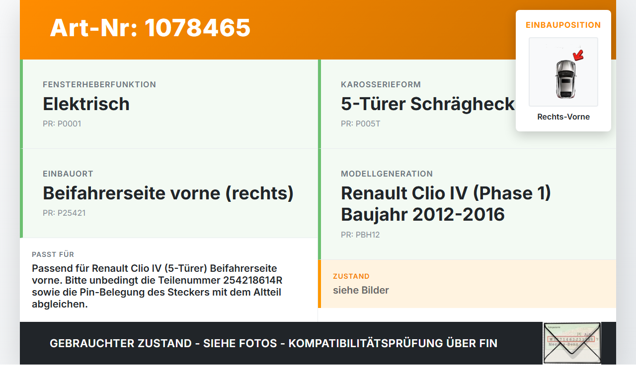 Renault Clio IV BH 12-16 5T Fensterheberschalter Schalter Rechts Vorne Renault Clio IV BH 12-16 23.12.2013... Vorschau 3