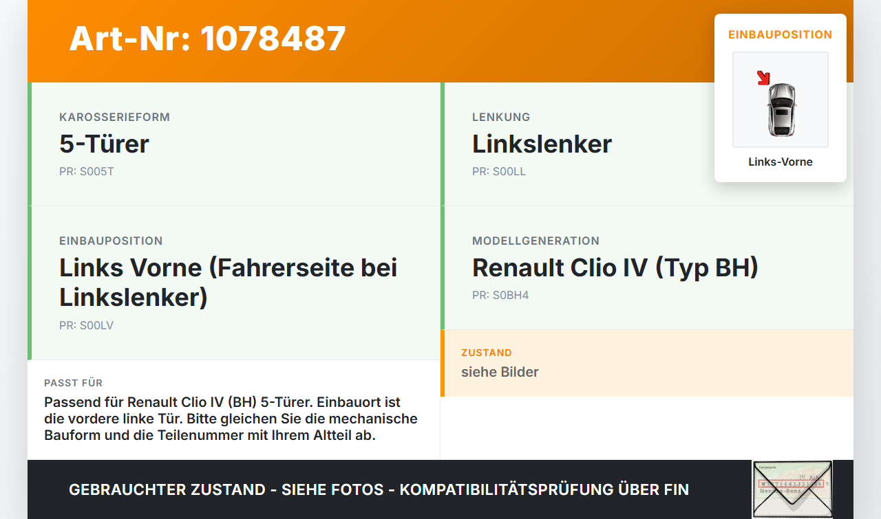 Renault Clio IV BH 12-16 5T Türfangband Türbremse Türanschlag Links Vorne Renault Clio IV BH 12-16 23.12.2013 gebraucht Vorschau 3